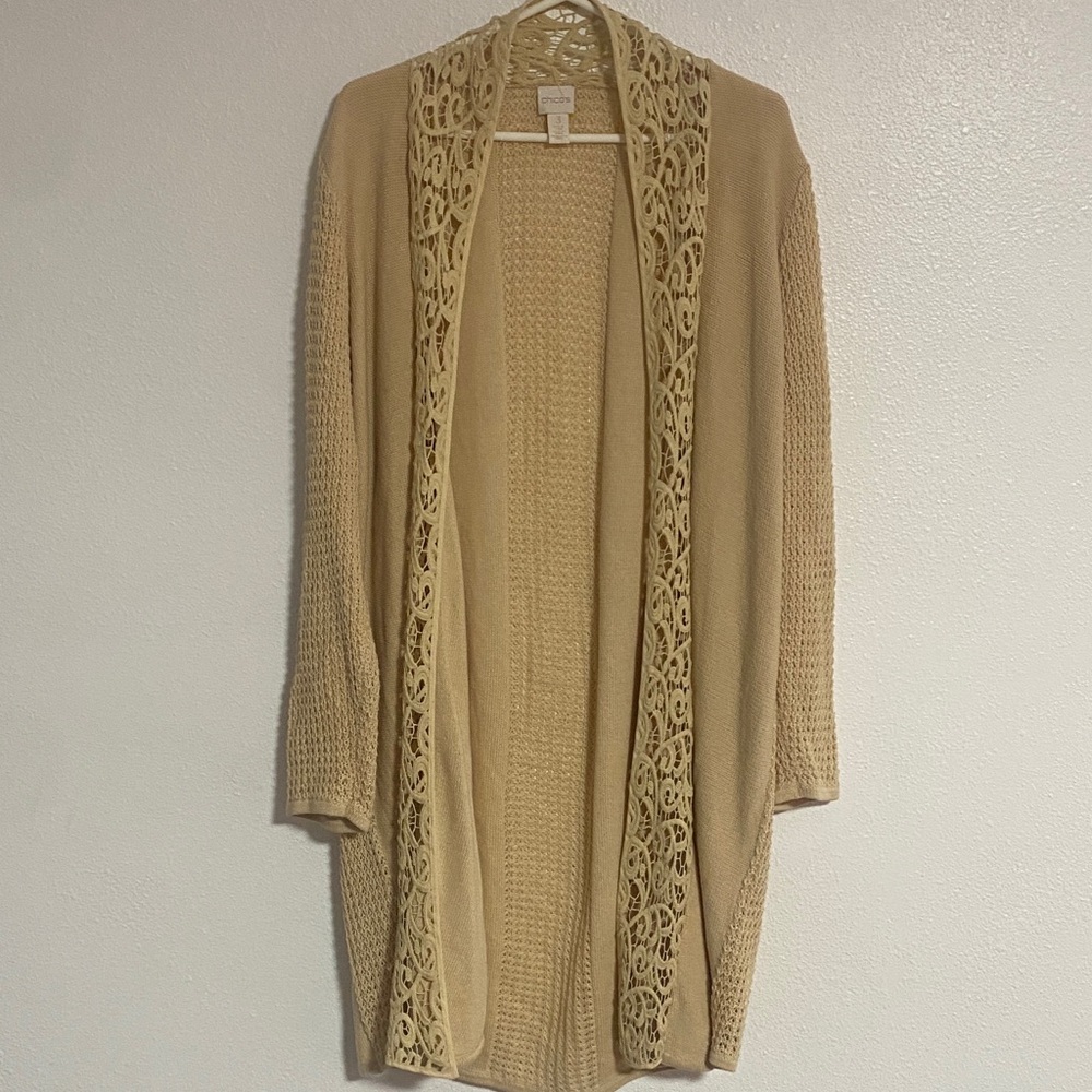 Chico's Tan Open-Front Cardigan